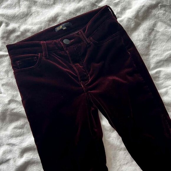 Maje Bordeaux Velveteen Cigarette Five-Pocket Jeans, Rich Luminous Sheen – EU 34 - Picture 1 of 6